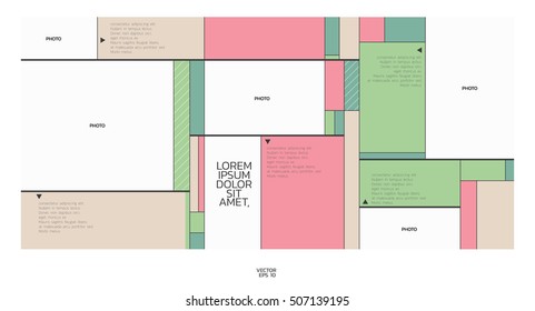 Book template collection. Line graphic background.