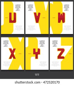 Book template collection. U-Z letter concept.