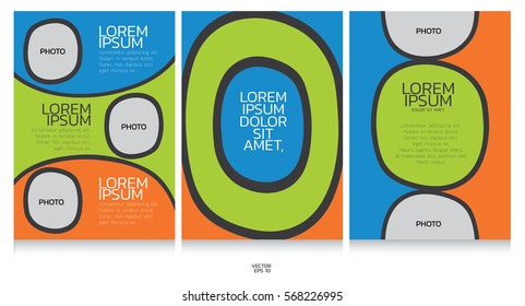 Book template colorful line graphic space for text and photo.
