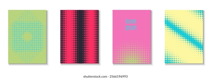 Book Template Set. Cool Circles In Minimal Layout. Young Brand In Minimalistic Frame. Wave Flyer. Minimalist Dot Poster. Geometric Line Background. Trendy Book Template