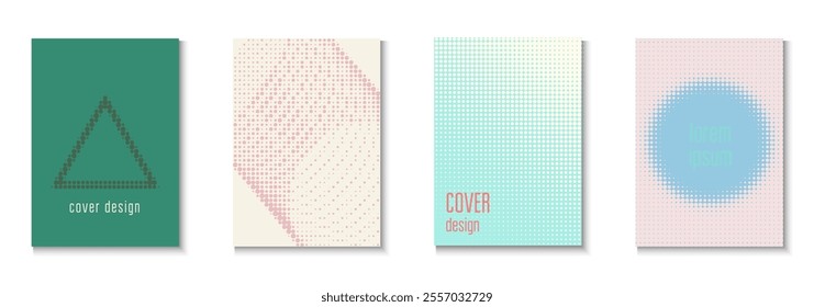 Book Template Set. Cool Memphis Art With Circles. Dynamic Design For Hipster Folder. Graphic Flyer. Minimalist Wave Cover. Geometric Line Background. Trendy Book Template