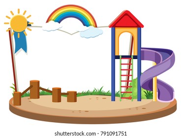 Book template with slide in the playground illustration