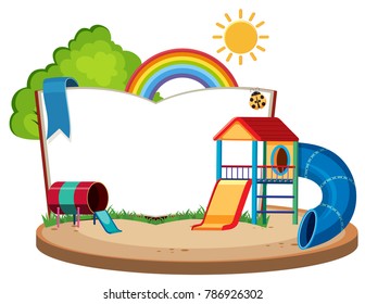 Book template with slides in the playground illustration