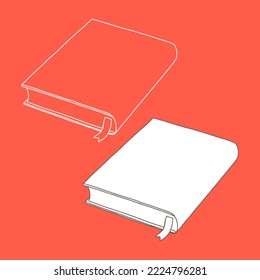 Book Template. Vector illustration. Copy space. Linear, vector, realistic, outline illustration.