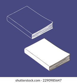 Book Template. Vector illustration. Copy space. Linear, vector, realistic, outline illustration.