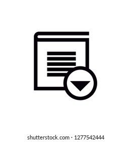 Book text down button vector icon