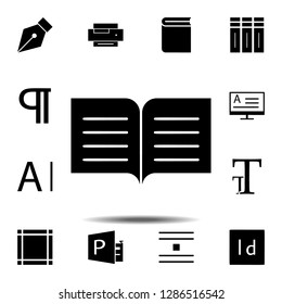 book, text icon. Simple glyph, flat vector of Text editor set icons for UI and UX, website or mobile application