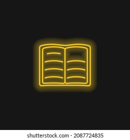 Libro de texto Abrir contorno amarillo brillante icono de neón