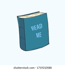 a book with text read me hand draw vector illustration