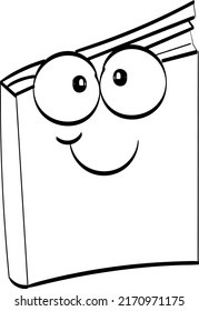 Book. Text Book. School Education Concept. Funny Book design for kids coloring book, coloring pages, T Shirt print, icon, logo, label, sticker. 