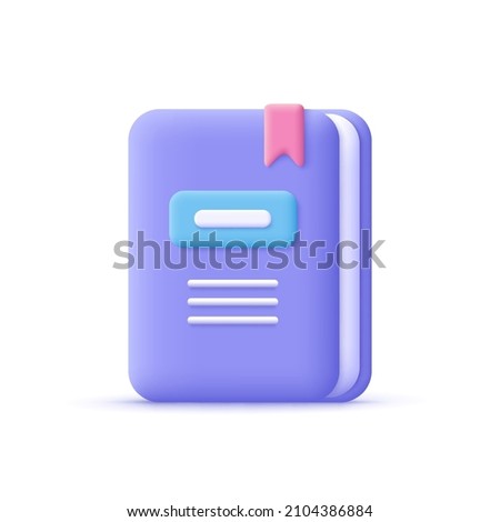 Book, Textbook with bookmark. 3d vector icon. Cartoon minimal style.