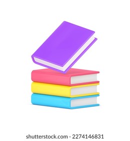 Book textbook literature stack library bookstore learning academic education 3d icon realistic vector illustration. Paper literary encyclopedia dictionary graduation knowledge studying read wisdom