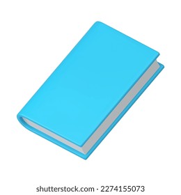 Book textbook paper blue cover notebook literature reading education knowledge 3d icon realistic vector illustration. Library bookstore intelligence learning studying dictionary business planner