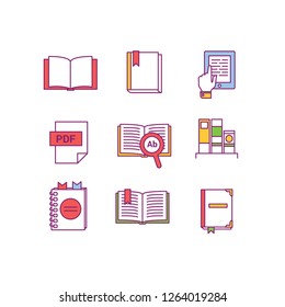 Book themed icon set