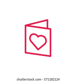 book thin line red icon on white background, happy valentine day