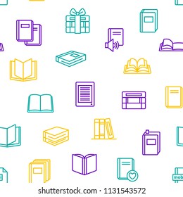 Book Thin Line Seamless Pattern Background ona White Include of Textbook, Encyclopedia, pile or Stack. Vector illustration of Books