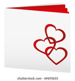 Book with three hearts on top as love book, vector illustration