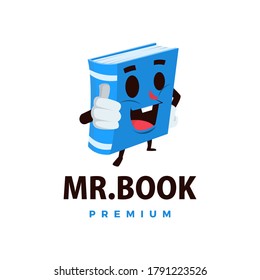book thump up mascot character logo vector icon illustration