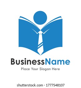 Book tie with man or human vector logo template. Suitable for business, web, education, working, and art