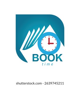 Book Time Logo Design Template. Reading Time Logo Design, Book Clock Logo.
