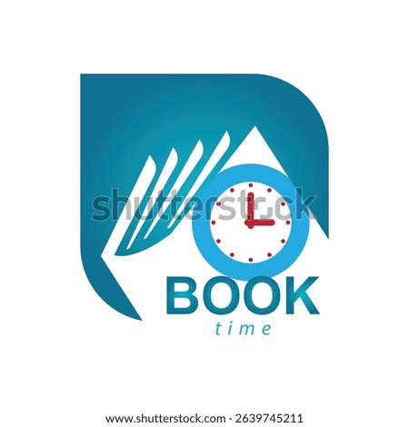 Book Time Logo Design Template. Reading Time Logo Design, Book Clock Logo.