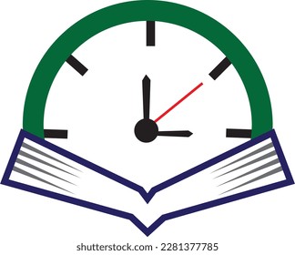 Book Time vector logo template. This design use watch or clock symbol.