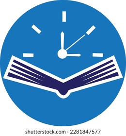 Book Time vector logo template. This design use watch or clock symbol.