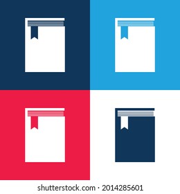 Book From Top View blue and red four color minimal icon set
