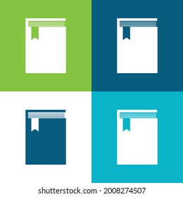 Book From Top View Flat four color minimal icon set