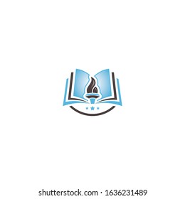Book and torch education logo design.