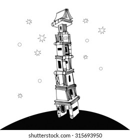Book tower 2. Vector illustration.
