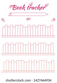 Book tracker for filling by hand can be hung on the wall or on the board table. To mark read books. For educational purposes, children, pupils, students and self-education. Colored letters