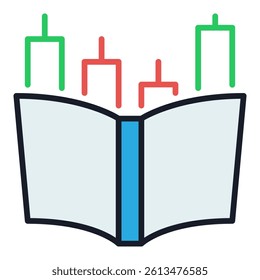 Book with Trading Candlesticks vector concept colored icon or symbol