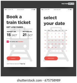 Book a Train Ticket and Get Low Fares UI UX Screen Design With Select Date Calendar