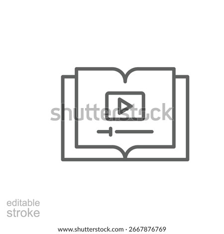 Book Training Video Outline Icon Editable Stroke Online Education