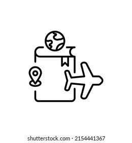 book for travel icon in vector. logotype
