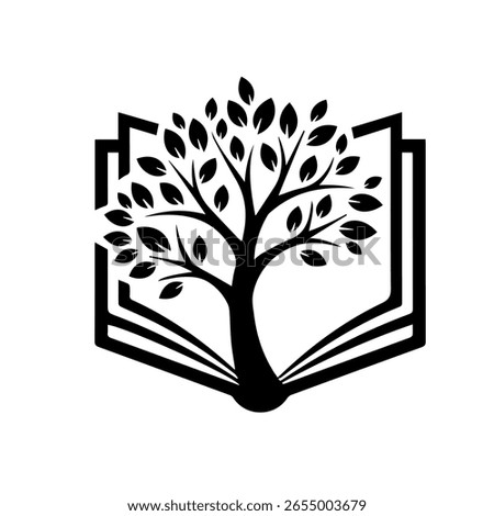 A book and a tree combined into one icon, symbolizing knowledge, growth, and learning—where education nurtures the mind like nature nurtures life.