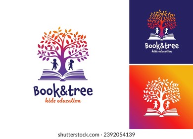 diseño del logo de educación de libros y árboles. es perfecto para materiales educativos o diseños relacionados con el aprendizaje, la enseñanza o la conciencia ambiental.