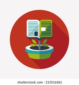 book tree flat icon with long shadow,eps10