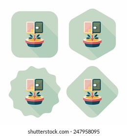 book tree flat icon with long shadow,eps10