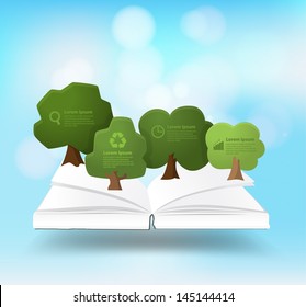 Book with tree growth nature banner, Vector illustration modern design template