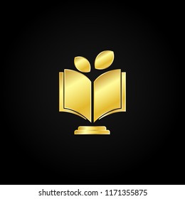 Book Tree Leaf Education Premium Cup Luxury Gold Icon Logo