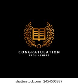 Educación de la hoja del árbol del libro Premium Cup Luxury Gold Icon Logo