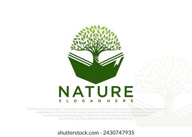 libro Logo de árbol moderno concepto de diseño . Ilustración de vector