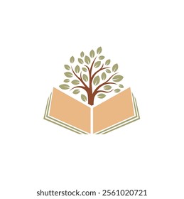 Book with a tree logo vector knowledge symbol literature learning icon