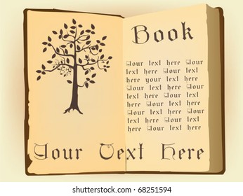 book with tree and text