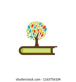 Book tree vector design represents school logo, education emblem concept design inspiration