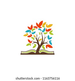 Book tree vector design represents school logo, education emblem concept design inspiration