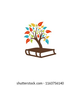 Book tree vector design represents school logo, education emblem concept design inspiration
