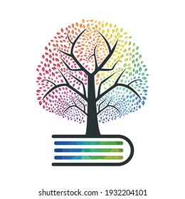 Book Tree Vector Template Design. Educational Tree On Book Template..